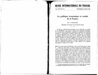 La politique économique et sociale de la France