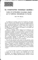 La reconstruction économique mondiale: analyse de la résolution économique adoptée par la Conférence internationale du Travail