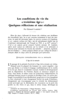 Les conditions de vie du « troisième âge »: quelques réflexions et une réalisation