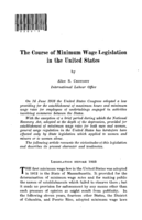 The course of minimum wage legislation in the United States