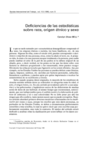Deficiencias de las estadísticas sobre raza, origen étnico y sexo