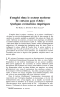 L'emploi dans le secteur moderne de certains pays d'Asie: quelques estimations empiriques