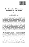 The restoration of compulsory arbitration in New Zealand