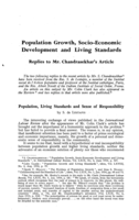 Population growth, socio-economic development and living standards: replies to Mr. Chandrasekhar's article