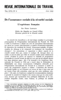De l'assurance sociale à la sécurité sociale: l'expérience française