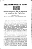 Quelques effets de la crise sur la situation des travailleurs dans l'agriculture