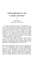 Underemployment in Asia: I, Nature and extent