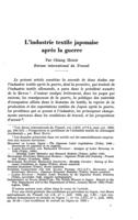 L'industrie textile japonaise après la guerre