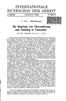 The organisation of immigration and land settlement in Venezuela: I