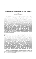 Problems of Nomadism in the Sahara