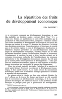 La répartition des fruits du développement économique