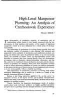 High-level manpower planning: an analysis of Czechoslovak experience