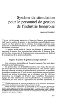 Système de stimulation pour le personnel de gestion de l'industrie hongroise