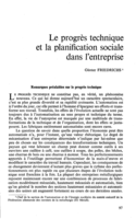 Le progrès technique et la planification sociale dans l'entreprise