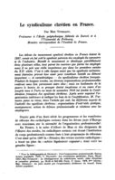 Le syndicalisme chrétien en France