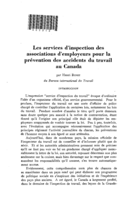 Les services d'inspection des associations d'employeurs pour la prévention des accidents du travail au Canada