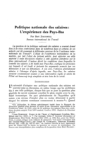 Politique nationale des salaires: l'expérience des Pays-Bas