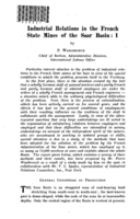 Industrial relations in the French state mines of the Saar Basin: I