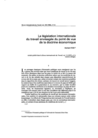 La législation internationale du travail envisagée du point de vue de la doctrine économique