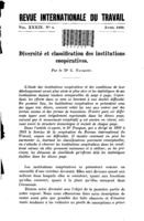 Diversité et classification des institutions coopératives