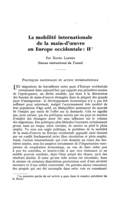 La mobilité internationale de la main-d'œuvre en Europe occidentale: II