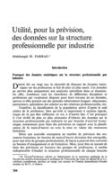 Utilité, pour la prévision, des données sur la structure professionnelle par Industrie