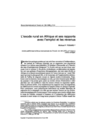 L'exode rural en Afrique et ses rapports avec l'emploi et les revenus