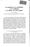 Les problèmes de la conciliation et de l'arbitrage à la lumière du droit comparé