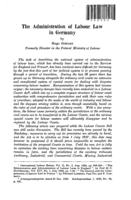 The administration of labour law in Germany: [I]