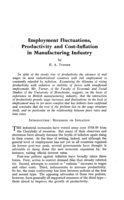 Employment fluctuations, productivity and cost-inflation in manufacturing industry