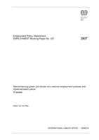 Mainstreaming green job issues into national employment policies and implementation plans: a review