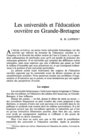 Les universités et l'éducation ouvrière en grande-bretagne