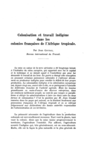 Colonisation et travail indigène dans les colonies françaises de l'Afrique tropicale