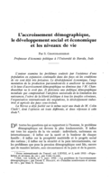 L'accroissement démographique, le développement social et économique et les niveaux de vie