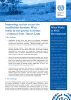 Improving market access for small holder farmers: what works in out-grower schemes-evidence from Timor-Leste