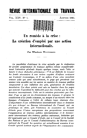Un remède à la crise: la création d'emploi par une action internationale
