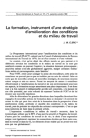 La formation, instrument d'une stratégie d'amélioration des conditions et du milieu de travail