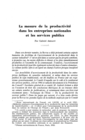 La mesure de la productivité dans les entreprises nationales et les services publics