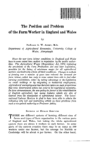 The position and problem of the farm worker in England and Wales