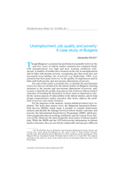 Unemployment, job quality and poverty: a case study of Bulgaria