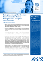 Entrepreneurship development interventions for women entrepreneurs: an update on what works
