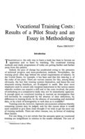 Vocational training costs: results of a pilot study and an essay in methodology