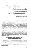 La sous-entreprise de main-d'œuvre et sa réglementation: II