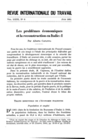 Les problèmes économiques et la reconstruction en Italie: I