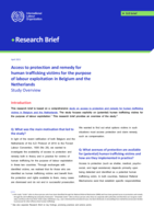 Access to protection and remedy for human trafficking victims for the purpose of labour exploitation in Belgium and the Netherlands: study overview