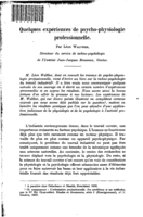 Quelques expériences de psycho-physiologie professionnelle
