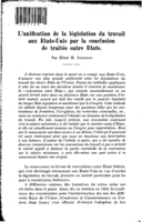 L'unification de la législation du travail aux Etats-Unis par la conclusion de traités entre Etats