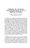 L'influence des conventions internationales du travail sur la législation hellénique