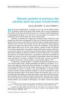 Retraite partielle et politique des retraites dans les pays industrialisés