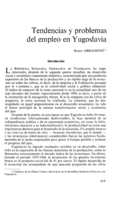 Tendencias y problemas del empleo en Yugoslavia